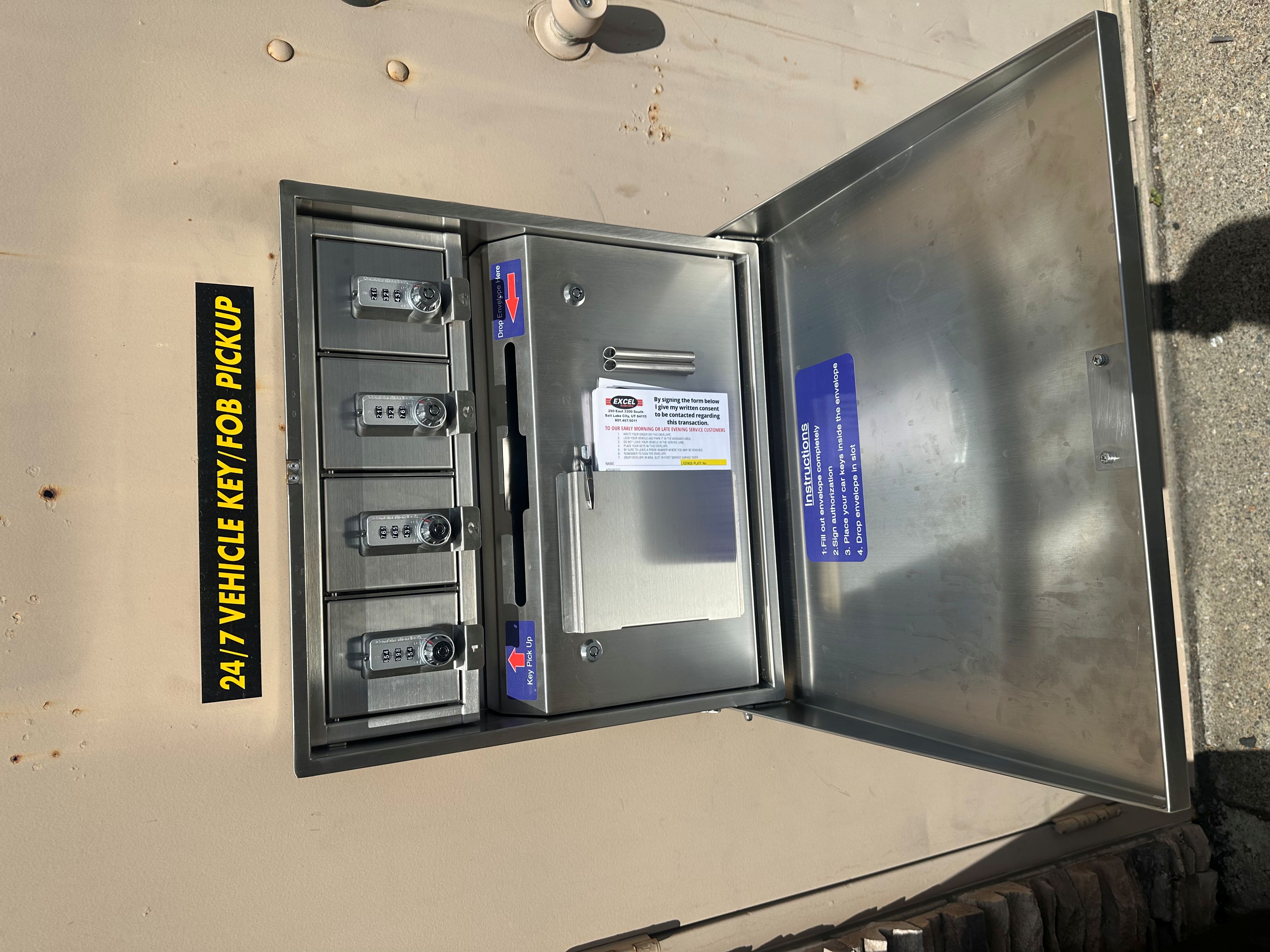 We can give you the code for one of our lockboxes to pick up your keys.
